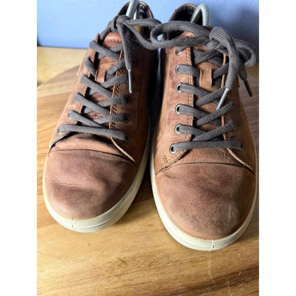ECCO Soft 7 Sneakers Mens 43 Brown Good Leather Low Top Lace Up Shoes